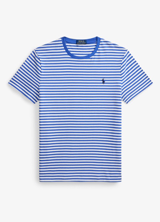 Ralph Lauren T-shirt met streepprint en logoborduring - voorkant 2 new iris blue/white / blauw