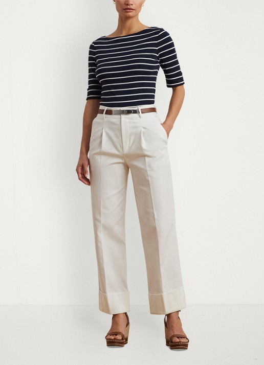 Ralph Lauren T-shirt met streepprint - voorkant 2 lauren navy / donkerblauw