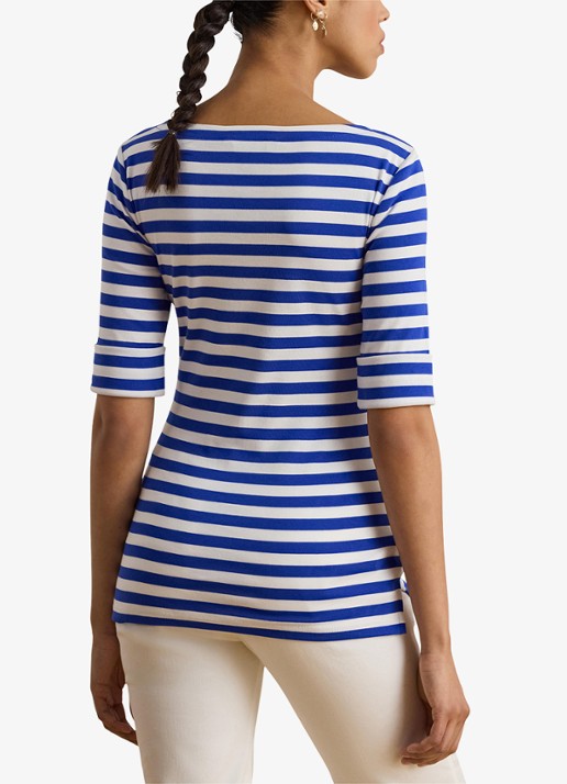 Ralph Lauren T-shirt met streepprint  - achterkant donkerblauw