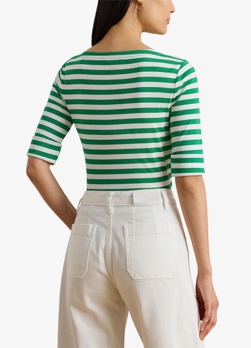 Ralph Lauren T-shirt met streepprint  - achterkant 4 groen