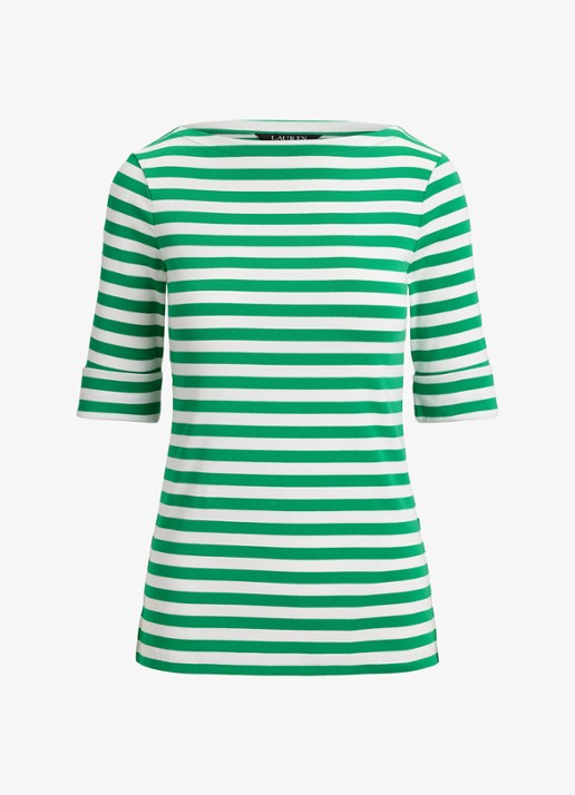 Ralph Lauren T-shirt met streepprint  - voorkant groen