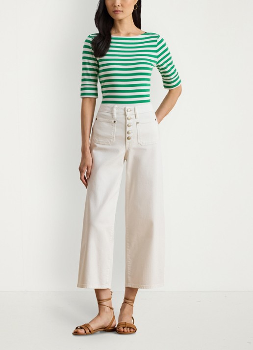 Ralph Lauren T-shirt met streepprint  - voorkant 2 groen