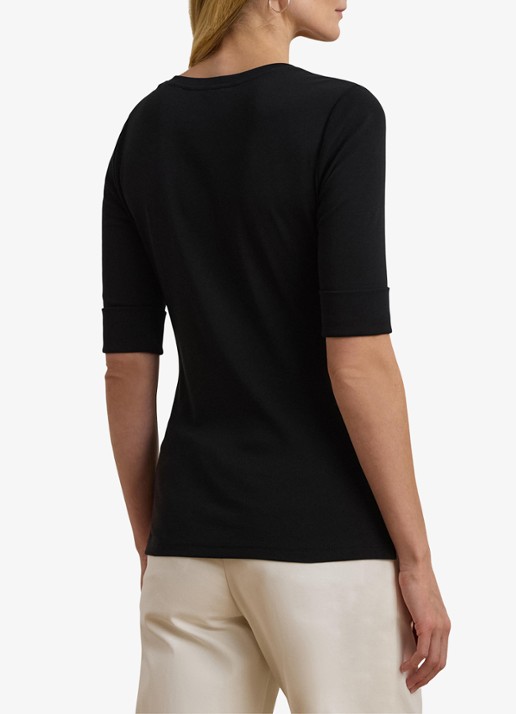 Ralph Lauren T-shirt met V-hals en halflange mouw - achterkant 7 black / zwart
