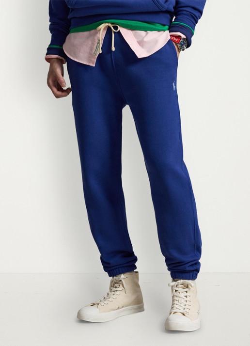Ralph Lauren Tapered fit cropped joggingbroek met logoborduring - detail 4 blue yacht / blauw