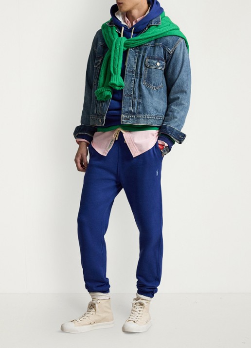 Ralph Lauren Tapered fit cropped joggingbroek met logoborduring - voorkant 3 blue yacht / blauw