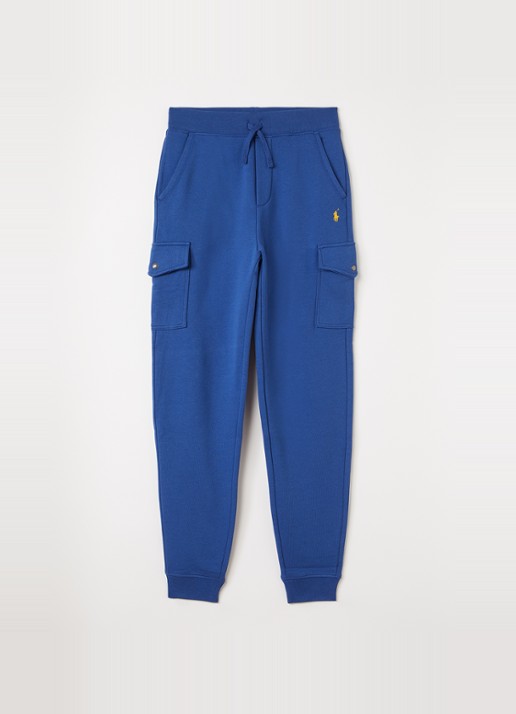 Ralph Lauren Tapered fit joggingbroek met klepzakken - voorkant blauw