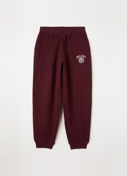 Ralph Lauren Tapered fit joggingbroek met logoborduring - voorkant 2 bordeauxrood