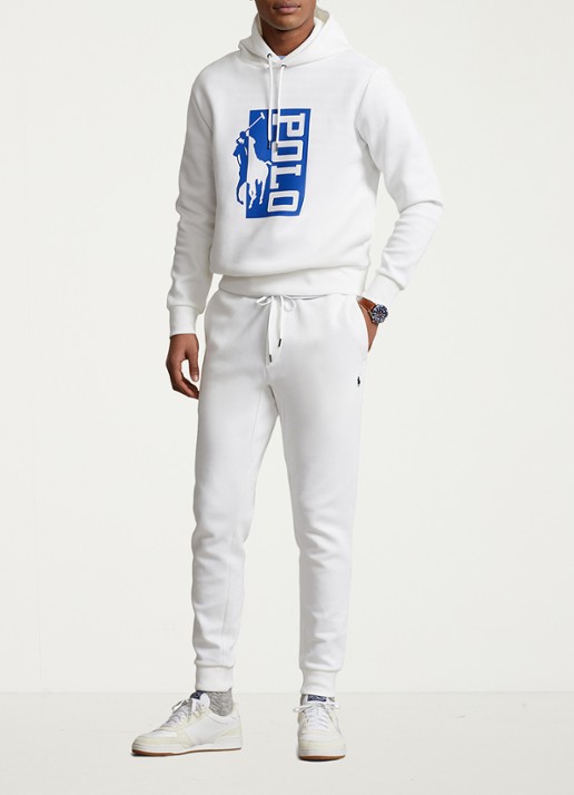 Ralph Lauren Tapered fit joggingbroek met logoborduring - voorkant 2 white / wit