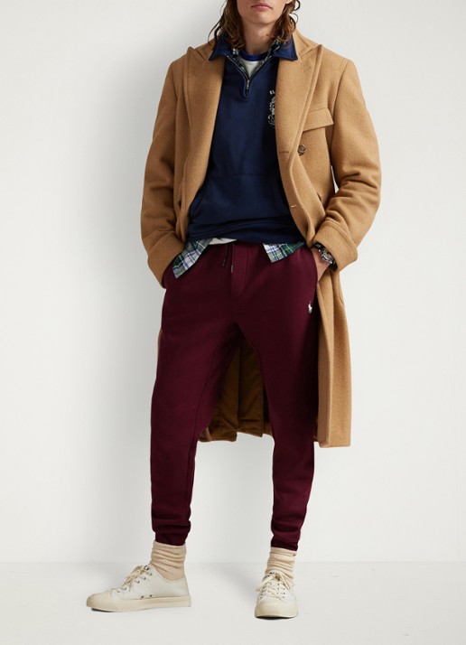 Ralph Lauren Tapered fit joggingbroek met logoborduring - voorkant 5 classic wine / wijnrood