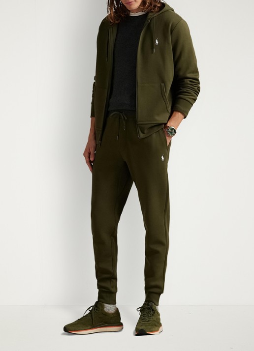 Ralph Lauren Tapered fit joggingbroek met logoborduring - voorkant 4 company olive / olijfgroen
