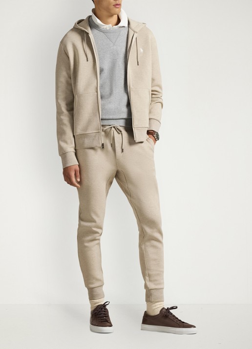 Ralph Lauren Tapered fit joggingbroek met logoborduring - voorkant 2 tuscan beige heather