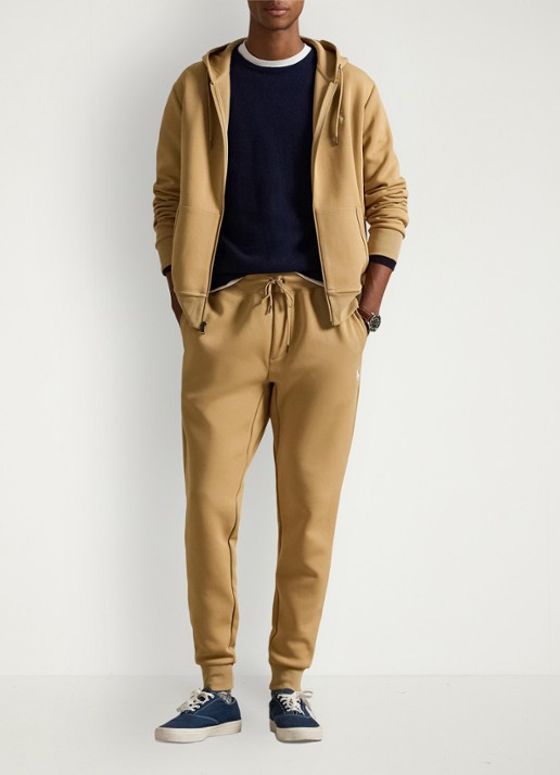 Ralph Lauren Tapered fit joggingbroek met logoborduring - voorkant 5 classic camel