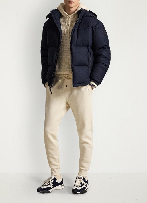 Ralph Lauren Tapered fit joggingbroek met logoborduring - voorkant 4 guide cream / beige