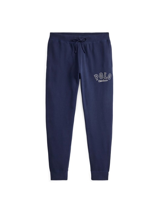 Ralph Lauren Tapered fit joggingbroek van fleece met logo - voorkant 4 cruise navy / donkerblauw