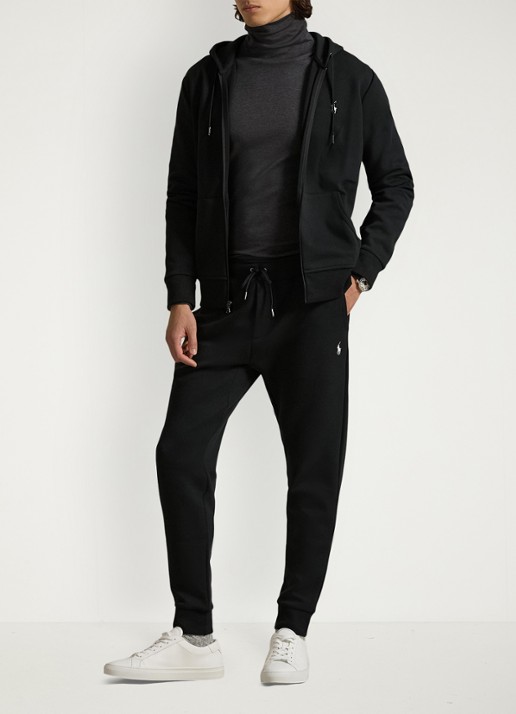 Ralph Lauren Tapered joggingbroek met logo - voorkant 8 polo black / zwart