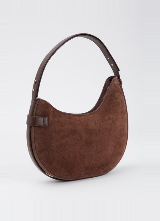 Ralph Lauren Tasha Large schoudertas van suède - achterkant bruin