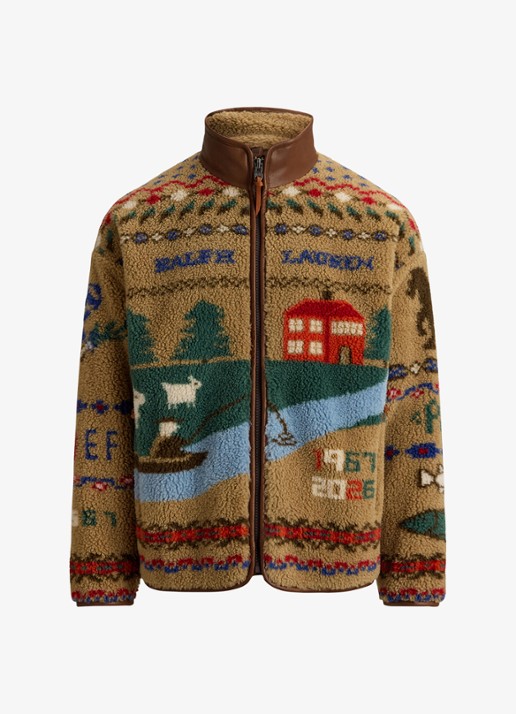 Ralph Lauren Teddy jas met print - voorkant 4 montana khaki / khaki
