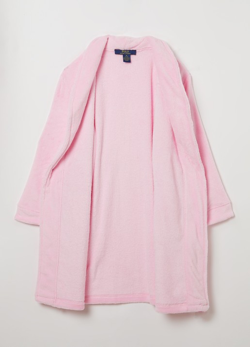 Ralph Lauren Terry badjas met logoborduring en opgestikte zakken - voorkant 3 roze
