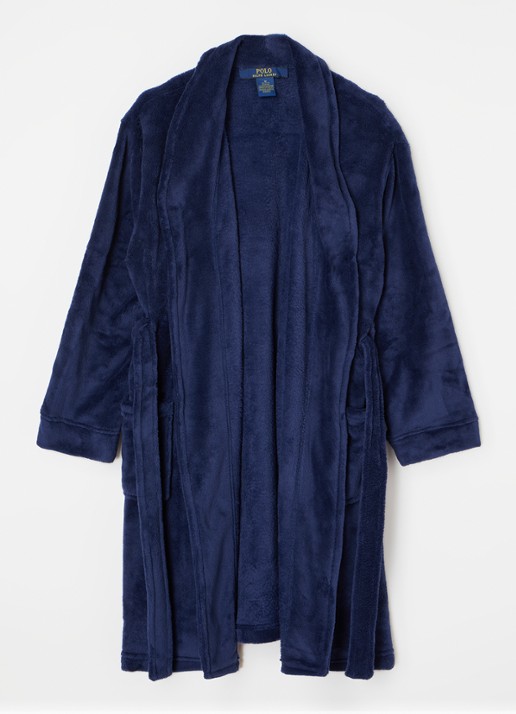 Ralph Lauren Terry badjas met logoborduring en opgestikte zakken - voorkant 3 donkerblauw