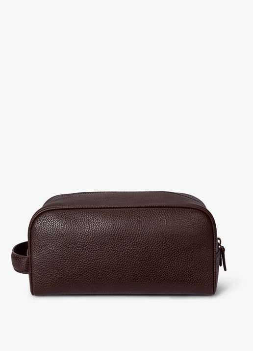 Ralph Lauren Toilettas van leer - achterkant 2 donkerbruin