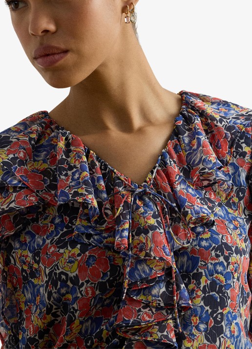 Ralph Lauren Top met bloemenprint en ruches - detail 2 red / rood