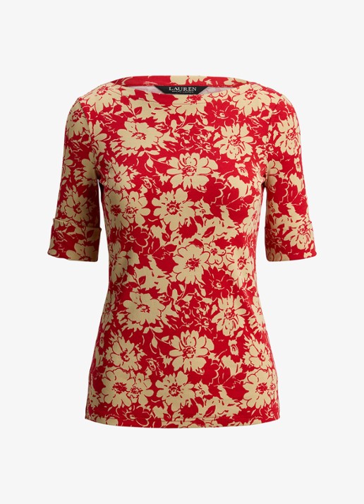 Ralph Lauren Top met bloemenprint - voorkant 3 red tan / rood