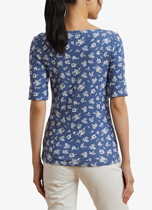 Ralph Lauren Top met boothals en bloemenprint - achterkant 5 blauw