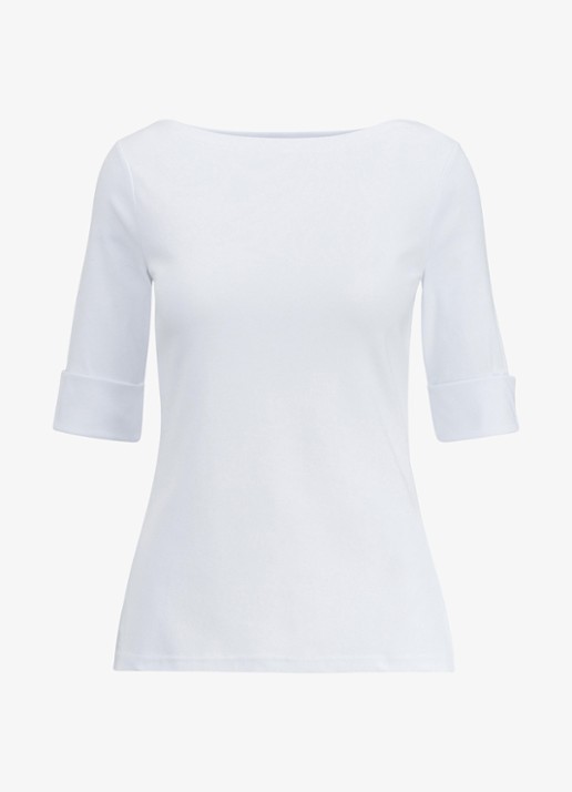 Ralph Lauren Top met boothals - voorkant 9 white / wit