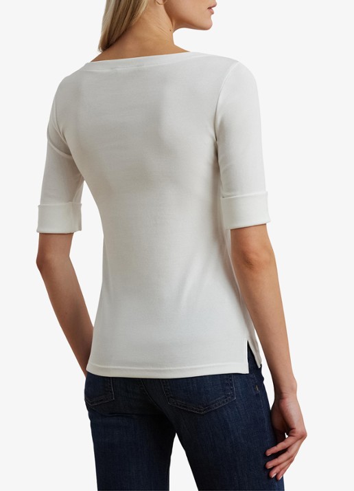 Ralph Lauren Top met boothals - achterkant 7 white / wit