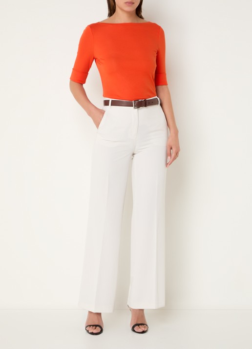 Ralph Lauren Top met boothals - voorkant 2 orange lily / oranje