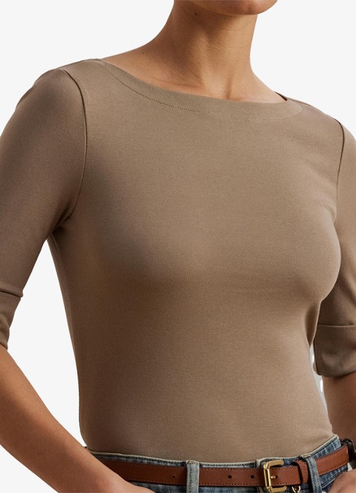 Ralph Lauren Top met boothals - detail 2 madison tan / beige