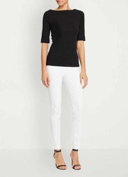 Ralph Lauren Top met boothals - voorkant 2 polo black / zwart