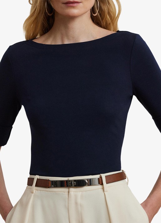 Ralph Lauren Top met boothals - detail 4 lauren navy / donkerblauw