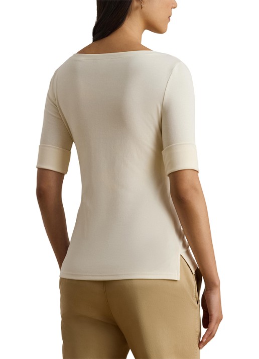 Ralph Lauren Top met boothals - achterkant 5 creme