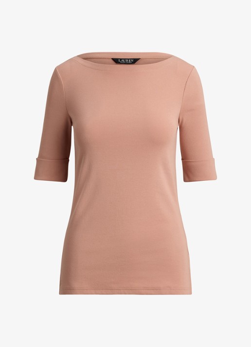 Ralph Lauren Top met boothals - voorkant pink sienna / roze