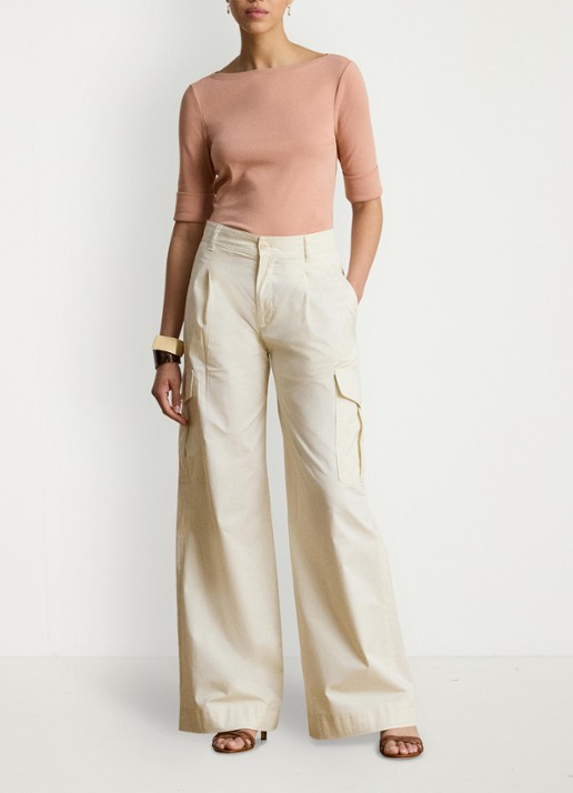 Ralph Lauren Top met boothals - voorkant 2 pink sienna / roze