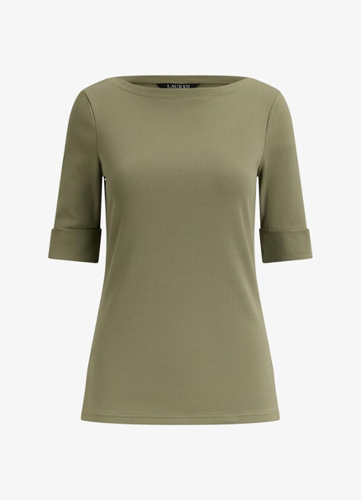 Ralph Lauren Top met boothals - voorkant light agave / groen