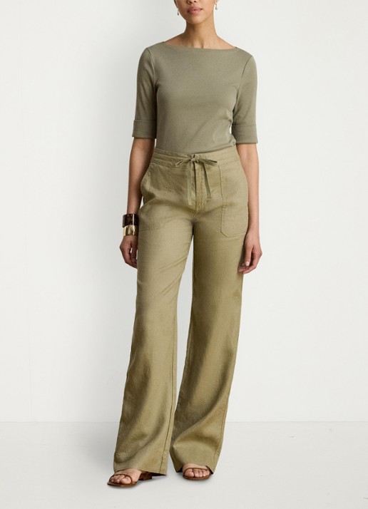 Ralph Lauren Top met boothals - voorkant 2 light agave / groen