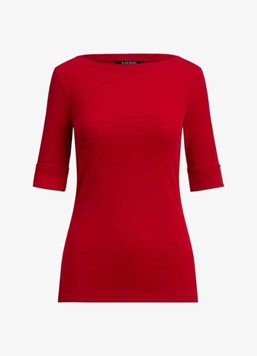 Ralph Lauren Top met boothals - voorkant 4 ralph red / rood