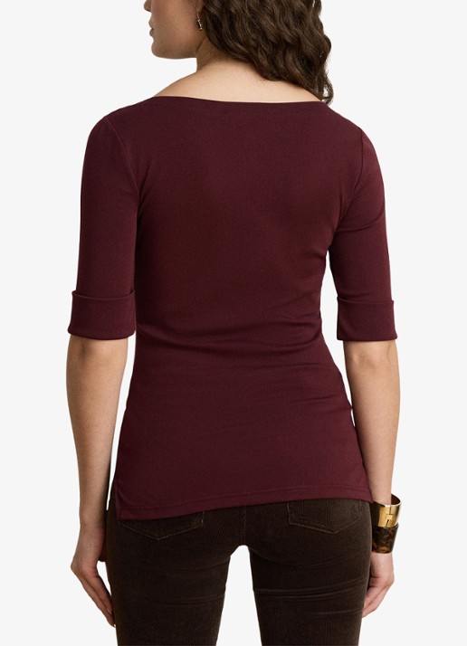 Ralph Lauren Top met boothals - achterkant 5 dark garnet / bordeauxrood