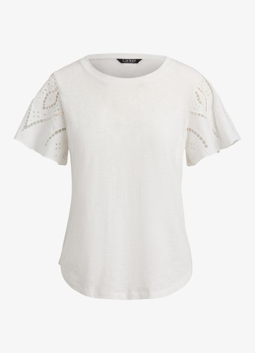 Ralph Lauren Top met broderie - voorkant wit