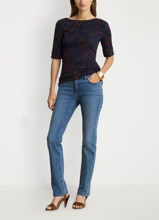 Ralph Lauren Top met paisley dessin en boothals