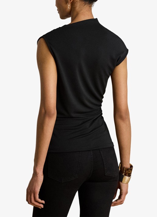 Ralph Lauren Top met plooidetail en assymetrische hals - achterkant zwart