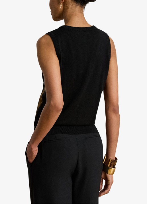 Ralph Lauren Top met print - achterkant 5 black multi / zwart