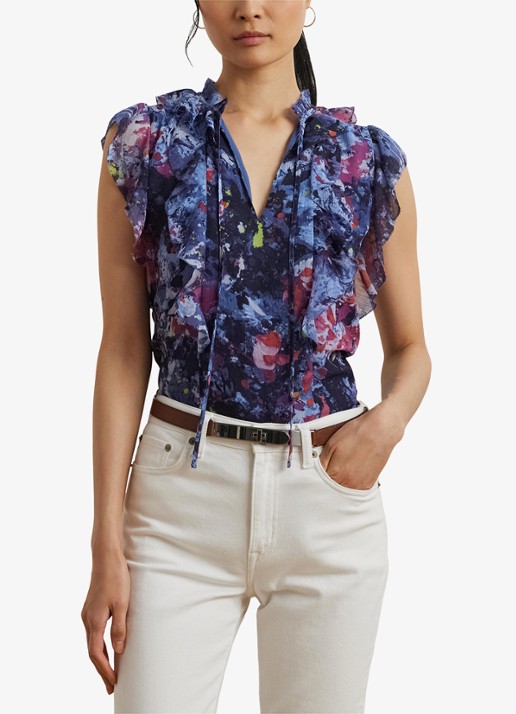 Ralph Lauren Top met ruches en print