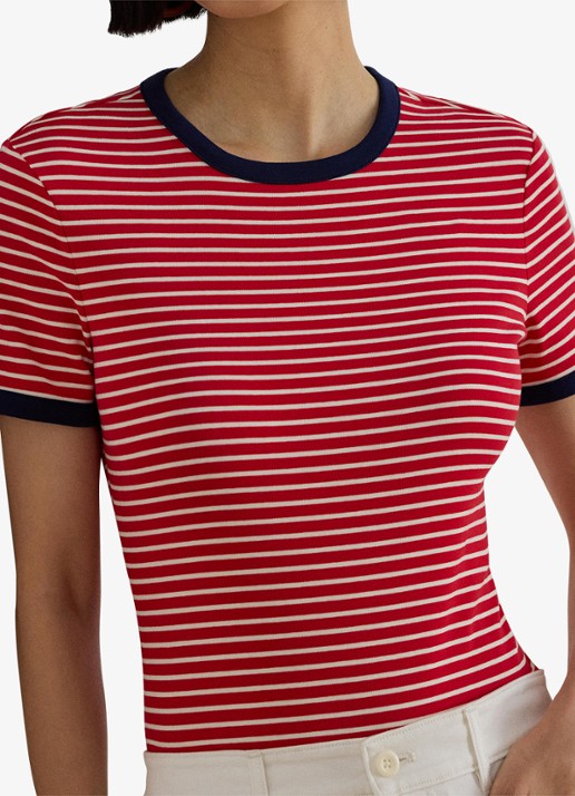 Ralph Lauren Top met streepprint - detail 4 cruise red / rood