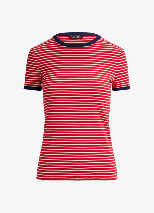 Ralph Lauren Top met streepprint - voorkant cruise red / rood