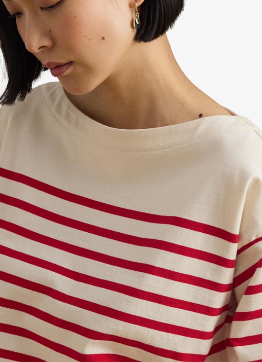 Ralph Lauren Top met streepprint - detail 2 mascarpone cream / creme