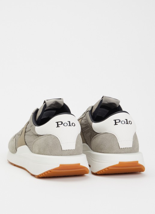 Ralph Lauren Train 89 sneaker met suède en leren details - achterkant grijs