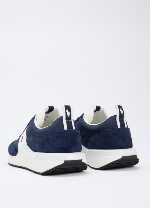 Ralph Lauren Train sneaker met suède details - achterkant 5 donkerblauw